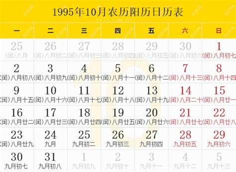 1995 天干地支|1995年农历黄历表，老皇历壹玖玖伍年农历万年历，农民历1995。